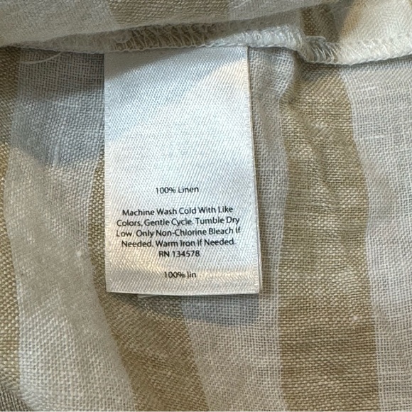 Vineyard Vines Linen Tan Stripe Off The Shoulder Top Neutral Natural Chic Boho - Picture 6 of 7